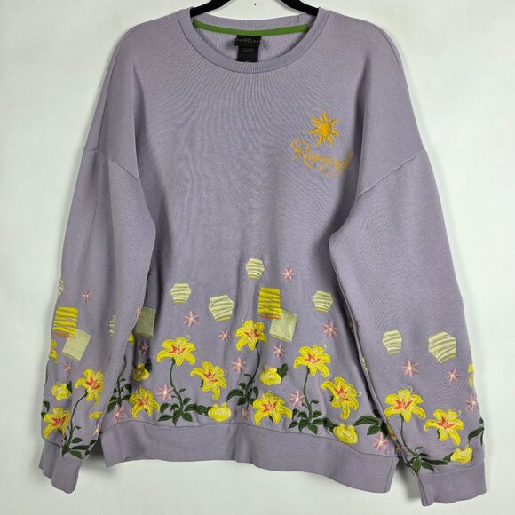 Disney Tops - Disney Princess Embroidered Rapunzel Womens Medium Long Sleeve Purple Sweatshirt